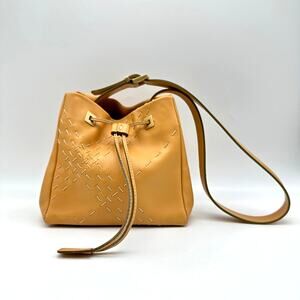 Burberry London Vintage Mustard Yellow Leather Mini Bucket Shoulder Bag